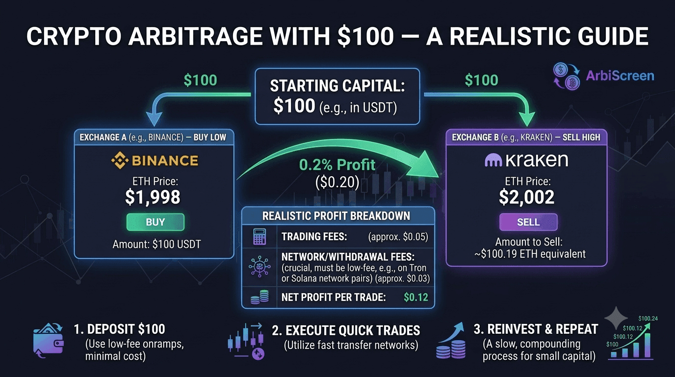 Crypto Arbitrage with $100 — A Realistic Guide