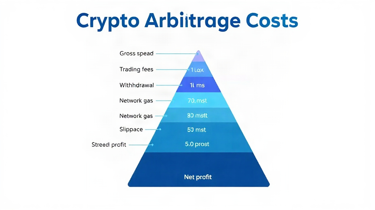Crypto arbitrage cost breakdown waterfall chart