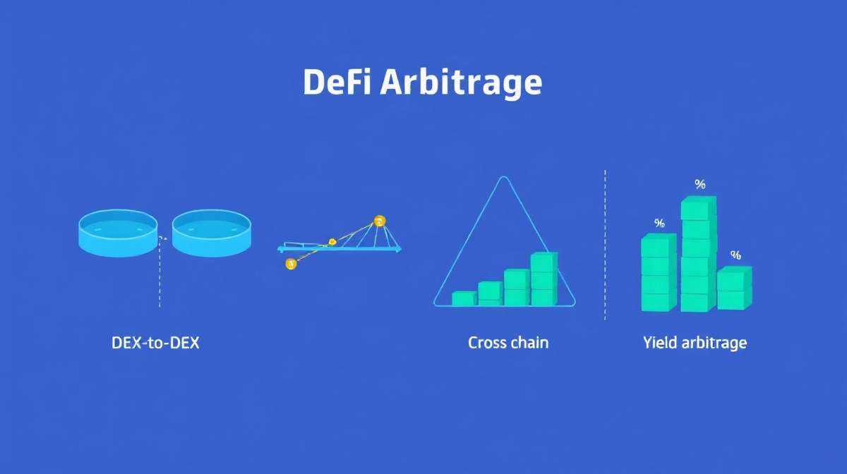 Four types of DeFi arbitrage strategies visualization