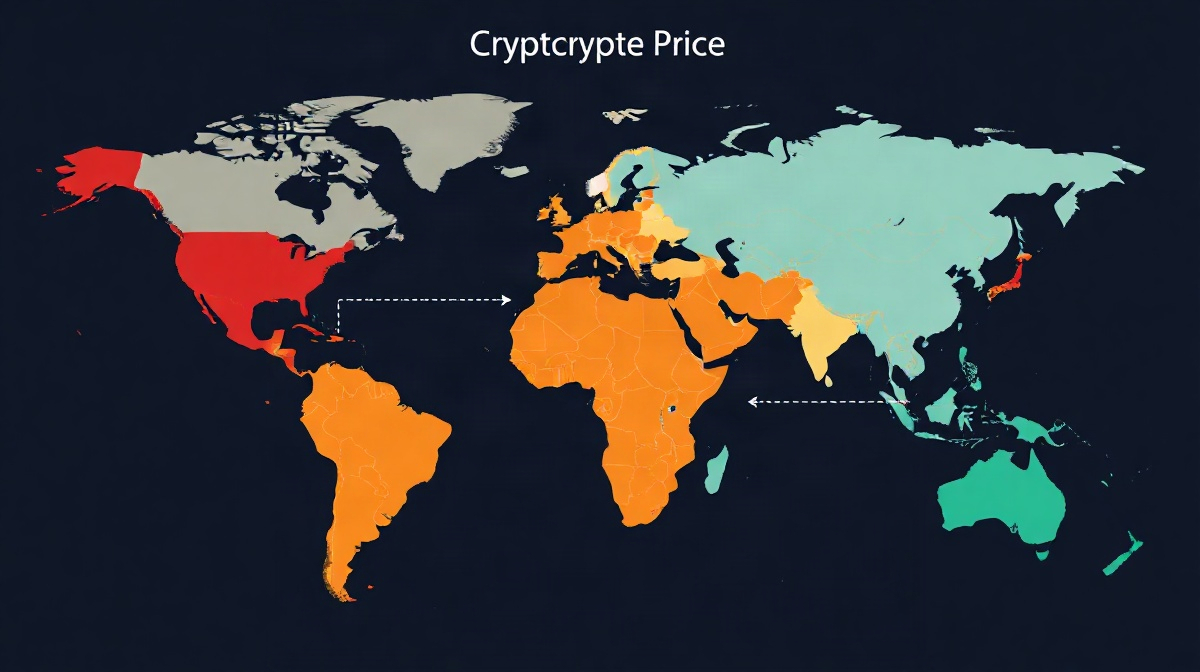 World map showing regional crypto price differences for P2P arbitrage